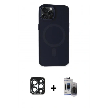 MARSİLYAN™- iPhone 15 Pro Max Kılıf Kutup Serisi - Siyah Vanessa Magic Hayalet Cam + PVD Metal Kamera Lens - LT