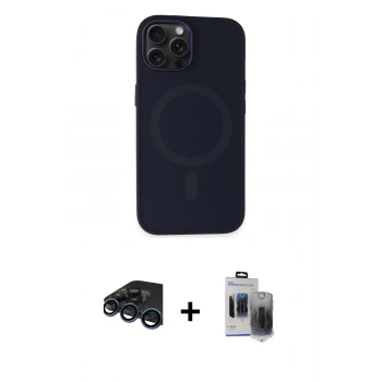 MARSİLYAN™- iPhone 15 Pro Max Kılıf Kutup Serisi - Siyah Vanessa Magic Hayalet Cam + Raze Metal Kamera Lens - LT
