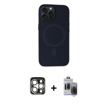 MARSİLYAN™- iPhone 15 Pro Max Kılıf Kutup Serisi - Siyah Vanessa Magic Hayalet Cam + PVD Metal Kamera Lens - GS