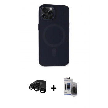 MARSİLYAN™- iPhone 15 Pro Max Kılıf Kutup Serisi - Siyah Vanessa Magic Hayalet Cam + Raze Metal Kamera Lens - SH