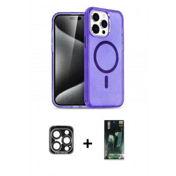 MARSİLYAN™- iPhone 15 Pro Max Kılıf Nova Asil Prime - Şeffaf 360 Full Body Arka Koruyucu + PVD Metal Kamera Lens - LT