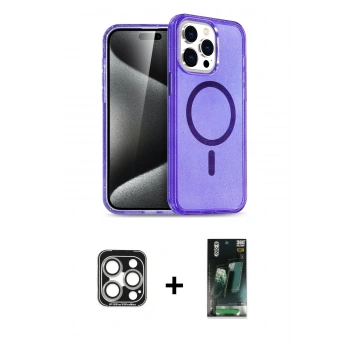 MARSİLYAN™- iPhone 15 Pro Max Kılıf Nova Asil Prime - Siyah 360 Mat Full Body Arka Koruyucu + PVD Metal Kamera Lens - GS