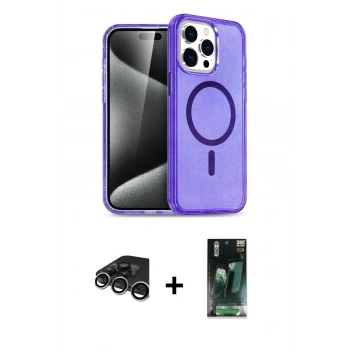 MARSİLYAN™- iPhone 15 Pro Max Kılıf Nova Asil Prime - Siyah 360 Mat Full Body Arka Koruyucu + Raze Metal Kamera Lens - GS