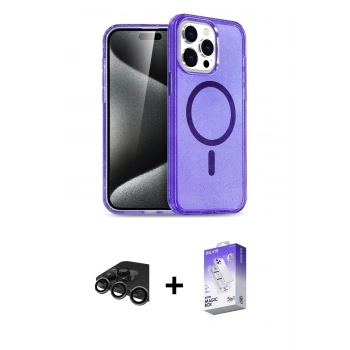 MARSİLYAN™- iPhone 15 Pro Max Kılıf Nova Asil Prime - Siyah Bilvis 5in1 3D Magic Cam Ekran Koruyucu + Raze Metal Kamera Lens - TMGI