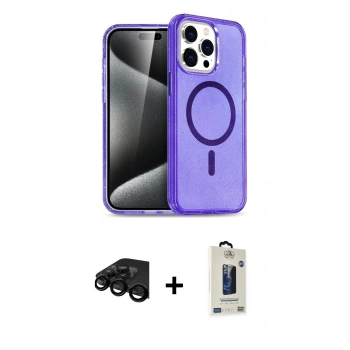 MARSİLYAN™- iPhone 15 Pro Max Kılıf Nova Asil Prime - Siyah Bilvis Hayalet Cam Ekran Koruyucu + Raze Metal Kamera Lens - SH