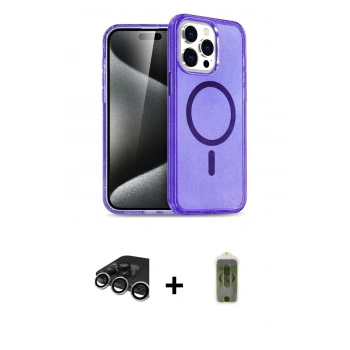 MARSİLYAN™- iPhone 15 Pro Max Kılıf Nova Asil Prime - Siyah Joko Magic 5D Hayalet Cam + Raze Metal Kamera Lens - GS