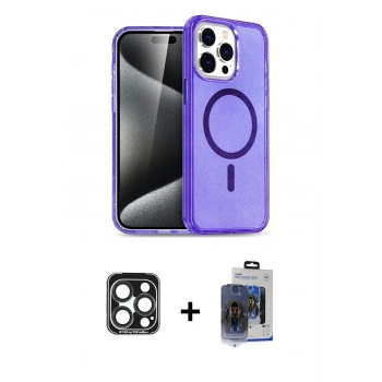 MARSİLYAN™- iPhone 15 Pro Max Kılıf Nova Asil Prime - Siyah Vanessa Magic Cam + PVD Metal Kamera Lens - LT