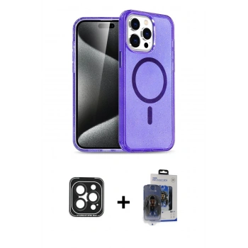 MARSİLYAN™- iPhone 15 Pro Max Kılıf Nova Asil Prime - Siyah Vanessa Magic Cam + PVD Metal Kamera Lens - SH
