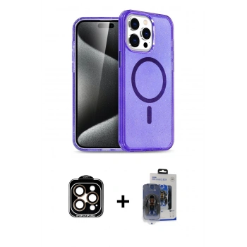 MARSİLYAN™- iPhone 15 Pro Max Kılıf Nova Asil Prime - Siyah Vanessa Magic Cam + PVD Metal Kamera Lens - TU