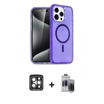 MARSİLYAN™- iPhone 15 Pro Max Kılıf Nova Asil Prime - Siyah Vanessa Magic Hayalet Cam + PVD Metal Kamera Lens - GI