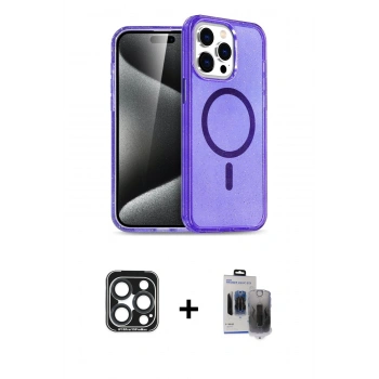 MARSİLYAN™- iPhone 15 Pro Max Kılıf Nova Asil Prime - Siyah Vanessa Magic Hayalet Cam + PVD Metal Kamera Lens - LT