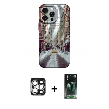 MARSİLYAN™- iPhone 15 Pro Max Kılıf Nova Doku Prime - Şeffaf 360 Full Body Arka Koruyucu + PVD Metal Kamera Lens - GS