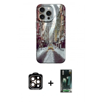 MARSİLYAN™- iPhone 15 Pro Max Kılıf Nova Doku Prime - Şeffaf 360 Full Body Arka Koruyucu + PVD Metal Kamera Lens - TU