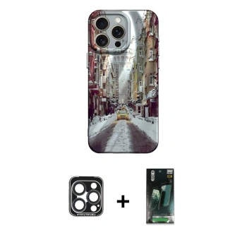 MARSİLYAN™- iPhone 15 Pro Max Kılıf Nova Doku Prime - Siyah 360 Mat Full Body Arka Koruyucu + PVD Metal Kamera Lens - LT