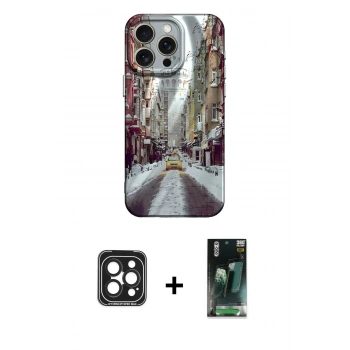 MARSİLYAN™- iPhone 15 Pro Max Kılıf Nova Doku Prime - Siyah 360 Mat Full Body Arka Koruyucu + PVD Metal Kamera Lens - SH
