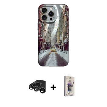 MARSİLYAN™- iPhone 15 Pro Max Kılıf Nova Doku Prime - Siyah Bilvis 3D Cam Ekran Koruyucu + Raze Metal Kamera Lens - TMGI