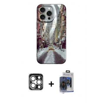 MARSİLYAN™- iPhone 15 Pro Max Kılıf Nova Doku Prime - Siyah Vanessa Magic Cam + PVD Metal Kamera Lens - GS