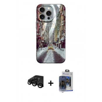 MARSİLYAN™- iPhone 15 Pro Max Kılıf Nova Doku Prime - Siyah Vanessa Magic Cam + Raze Metal Kamera Lens - SH