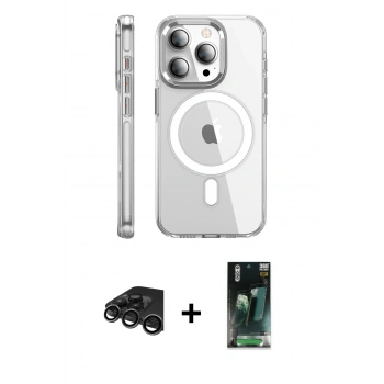 MARSİLYAN™- iPhone 15 Pro Max Kılıf Nova Doku - Şeffaf 360 Full Body Arka Koruyucu + Raze Metal Kamera Lens - TMGI