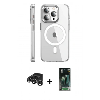 MARSİLYAN™- iPhone 15 Pro Max Kılıf Nova Doku - Siyah 360 Mat Full Body Arka Koruyucu + Raze Metal Kamera Lens - GS