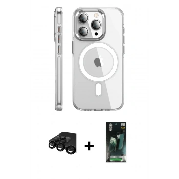 MARSİLYAN™- iPhone 15 Pro Max Kılıf Nova Doku - Siyah 360 Mat Full Body Arka Koruyucu + Raze Metal Kamera Lens - SH