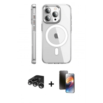 MARSİLYAN™- iPhone 15 Pro Max Kılıf Nova Doku - Siyah 3D Antistatik Mat Seramik Nano Ekran Koruyucu + Raze Metal Kamera Lens - GS