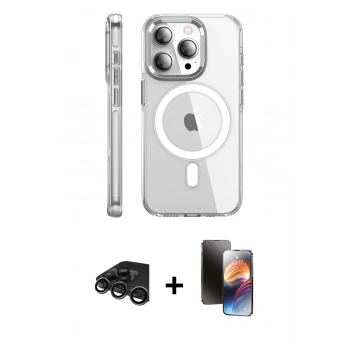 MARSİLYAN™- iPhone 15 Pro Max Kılıf Nova Doku - Siyah 3D Antistatik Mat Seramik Nano Ekran Koruyucu + Raze Metal Kamera Lens - TMGI