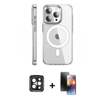 MARSİLYAN™- iPhone 15 Pro Max Kılıf Nova Doku - Siyah 3D Antistatik Mat Seramik Nano Ekran Koruyucu + PVD Metal Kamera Lens - SH