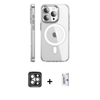 MARSİLYAN™- iPhone 15 Pro Max Kılıf Nova Doku - Siyah Bilvis 0.18mm Plus Cam Ekran Koruyucu + PVD Metal Kamera Lens - GI