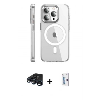 MARSİLYAN™- iPhone 15 Pro Max Kılıf Nova Doku - Siyah Bilvis 0.18mm Plus Cam Ekran Koruyucu + Raze Metal Kamera Lens - LT