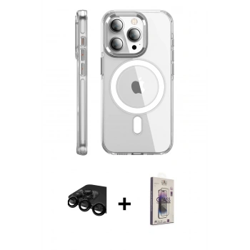 MARSİLYAN™- iPhone 15 Pro Max Kılıf Nova Doku - Siyah Bilvis 3D Cam Ekran Koruyucu + Raze Metal Kamera Lens - SH