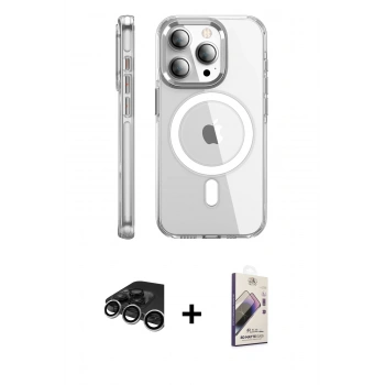 MARSİLYAN™- iPhone 15 Pro Max Kılıf Nova Doku - Siyah Bilvis 3D Mat Cam Ekran Koruyucu + Raze Metal Kamera Lens - GS