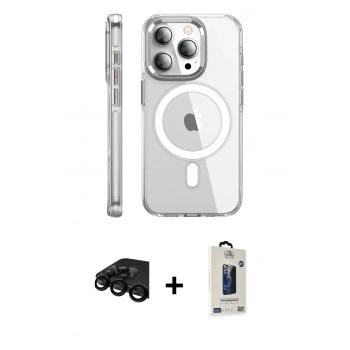 MARSİLYAN™- iPhone 15 Pro Max Kılıf Nova Doku - Siyah Bilvis Hayalet Cam Ekran Koruyucu + Raze Metal Kamera Lens - SH