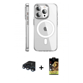 MARSİLYAN™- iPhone 15 Pro Max Kılıf Nova Doku - Siyah Buffer Cam Ekran Koruyucu + Raze Metal Kamera Lens - LT