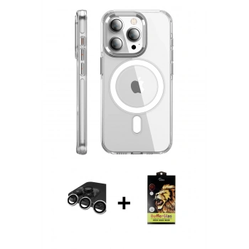 MARSİLYAN™- iPhone 15 Pro Max Kılıf Nova Doku - Siyah Buffer Cam Ekran Koruyucu + Raze Metal Kamera Lens - GS