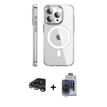 MARSİLYAN™- iPhone 15 Pro Max Kılıf Nova Doku - Siyah Vanessa Magic Cam + Raze Metal Kamera Lens - GS