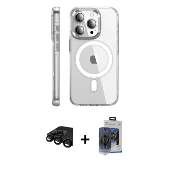 MARSİLYAN™- iPhone 15 Pro Max Kılıf Nova Doku - Siyah Vanessa Magic Cam + Raze Metal Kamera Lens - SH