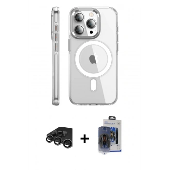 MARSİLYAN™- iPhone 15 Pro Max Kılıf Nova Doku - Siyah Vanessa Magic Cam + Raze Metal Kamera Lens - TMGI