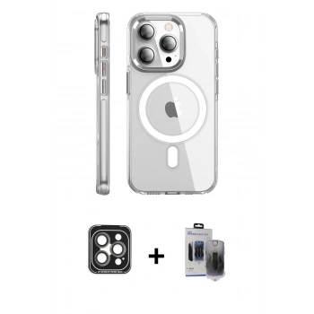 MARSİLYAN™- iPhone 15 Pro Max Kılıf Nova Doku - Siyah Vanessa Magic Hayalet Cam + PVD Metal Kamera Lens - GI