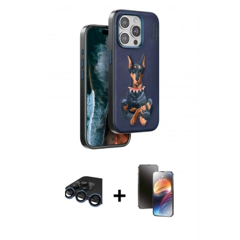 MARSİLYAN™- iPhone 15 Pro Max Kılıf Nova Form Koleksiyonu - Siyah 3D Antistatik Mat Seramik Nano Ekran Koruyucu + Raze Metal Kamera Lens - LT