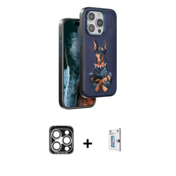 MARSİLYAN™- iPhone 15 Pro Max Kılıf Nova Form Koleksiyonu - Siyah Bilvis 0.18mm Plus Cam Ekran Koruyucu + PVD Metal Kamera Lens - GS