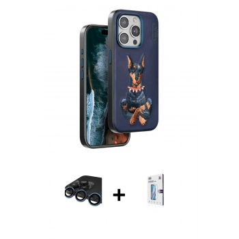 MARSİLYAN™- iPhone 15 Pro Max Kılıf Nova Form Koleksiyonu - Siyah Bilvis 0.18mm Plus Cam Ekran Koruyucu + Raze Metal Kamera Lens - LT