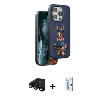 MARSİLYAN™- iPhone 15 Pro Max Kılıf Nova Form Koleksiyonu - Siyah Bilvis 0.18mm Plus Cam Ekran Koruyucu + Raze Metal Kamera Lens - SH