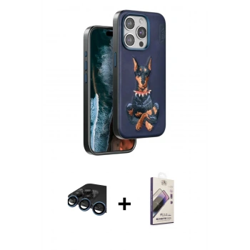 MARSİLYAN™- iPhone 15 Pro Max Kılıf Nova Form Koleksiyonu - Siyah Bilvis 3D Mat Cam Ekran Koruyucu + Raze Metal Kamera Lens - LT