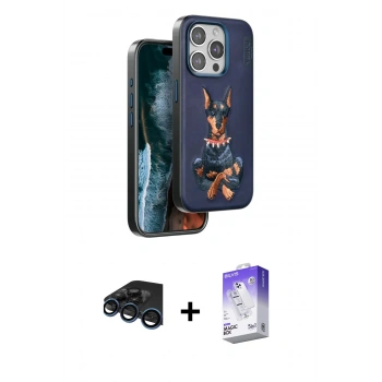 MARSİLYAN™- iPhone 15 Pro Max Kılıf Nova Form Koleksiyonu - Siyah Bilvis 5in1 3D Magic Cam Ekran Koruyucu + Raze Metal Kamera Lens - LT