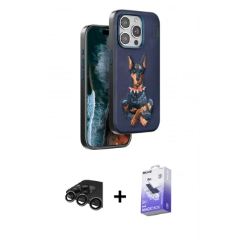 MARSİLYAN™- iPhone 15 Pro Max Kılıf Nova Form Koleksiyonu - Siyah Bilvis 5in1 5D Magic Hayalet Cam Ekran Koruyucu + Raze Metal Kamera Lens - TMGI