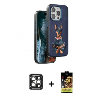 MARSİLYAN™- iPhone 15 Pro Max Kılıf Nova Form Koleksiyonu - Siyah Buffer Cam Ekran Koruyucu + PVD Metal Kamera Lens - GI