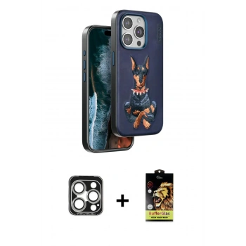 MARSİLYAN™- iPhone 15 Pro Max Kılıf Nova Form Koleksiyonu - Siyah Buffer Cam Ekran Koruyucu + PVD Metal Kamera Lens - GS