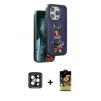 MARSİLYAN™- iPhone 15 Pro Max Kılıf Nova Form Koleksiyonu - Siyah Buffer Cam Ekran Koruyucu + PVD Metal Kamera Lens - SH