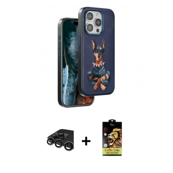 MARSİLYAN™- iPhone 15 Pro Max Kılıf Nova Form Koleksiyonu - Siyah Buffer Cam Ekran Koruyucu + Raze Metal Kamera Lens - TMGI